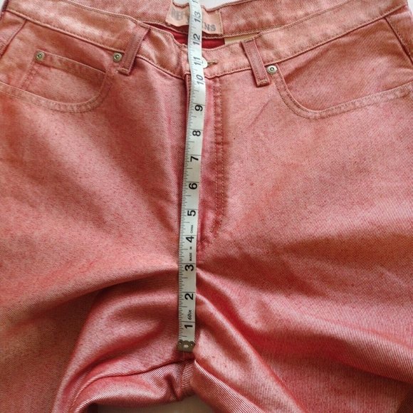 Vintage Reflect Jeans Womens 14 Salmon Pink Straight Wide Leg High Waisted - Picture 4 of 10